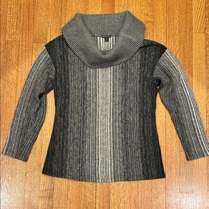 Lafayette 148 New York Charcoal and Gray Cowl Neck Sweater--100% Merino Wool